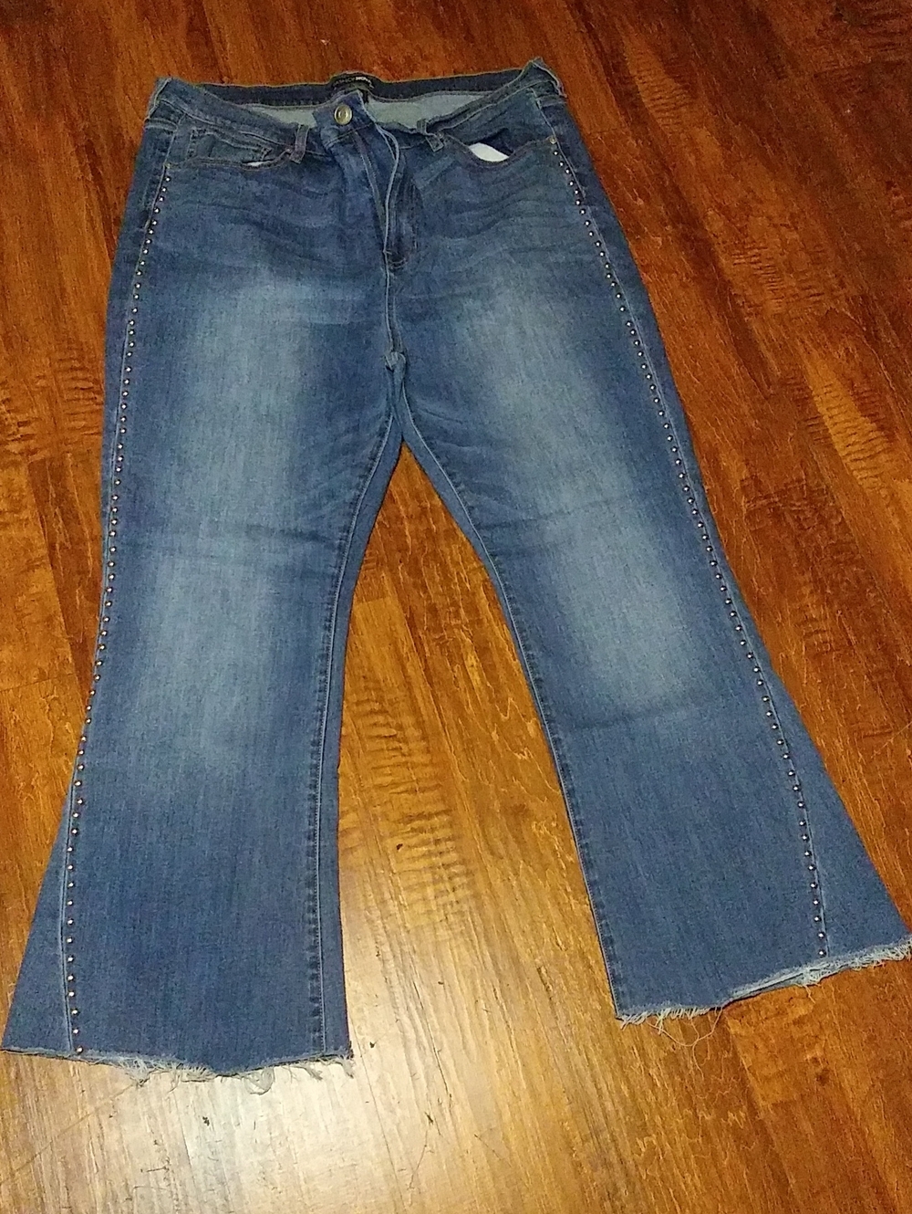 Stud-Trim Blue Women's Flared Jeans